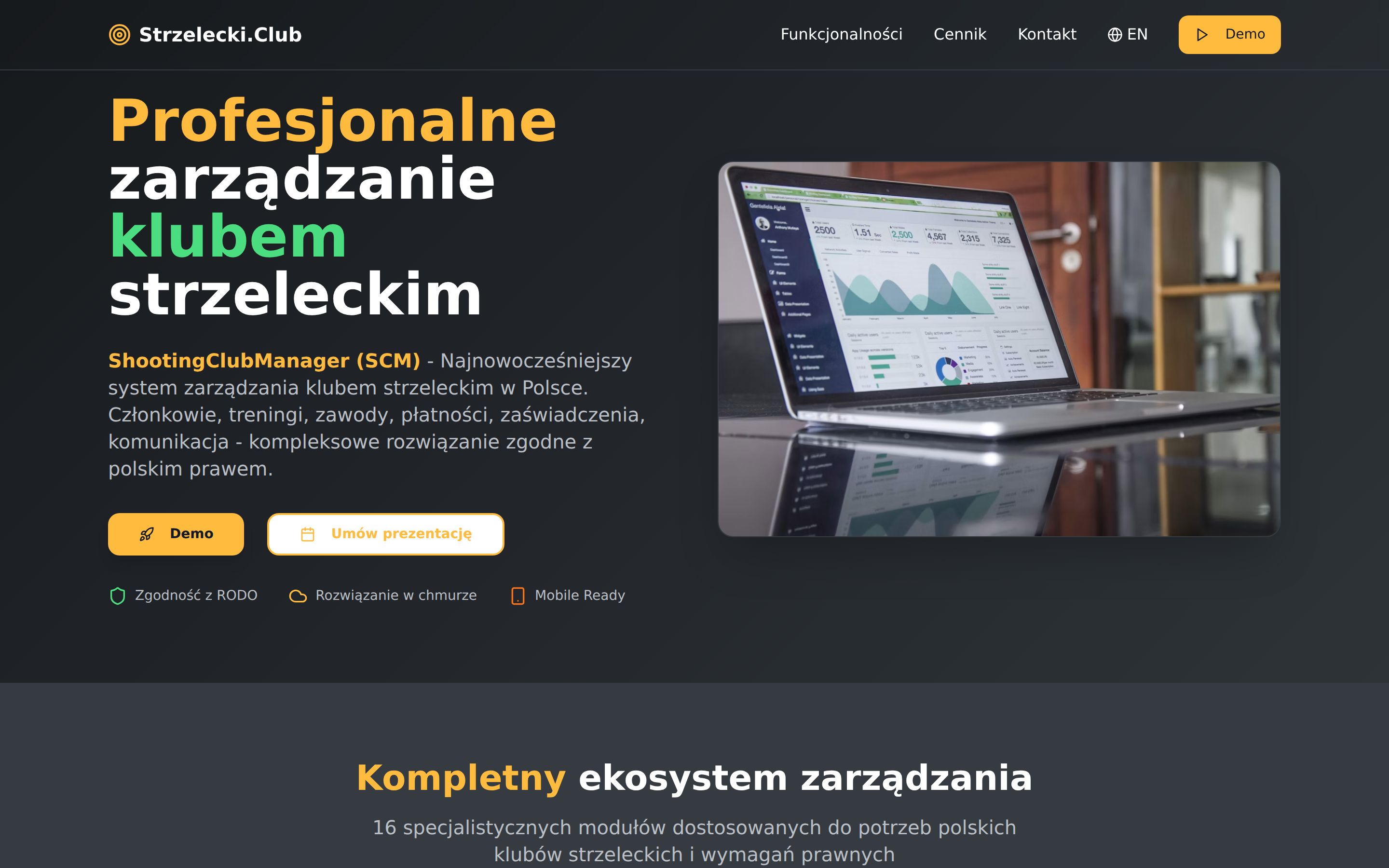 Strzelecki.club — strona produktowa SCM