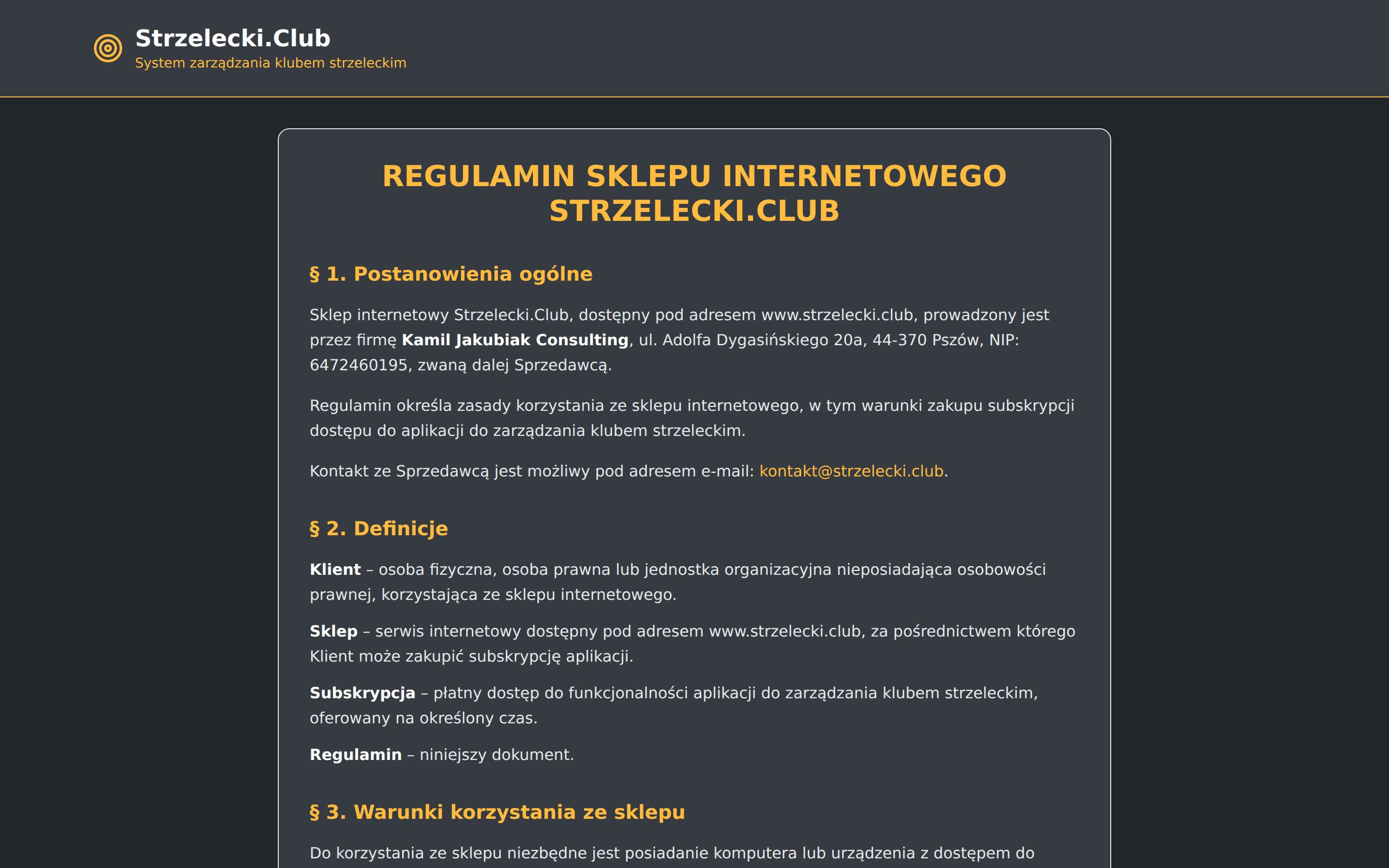 Regulamin — strona prawna serwisu